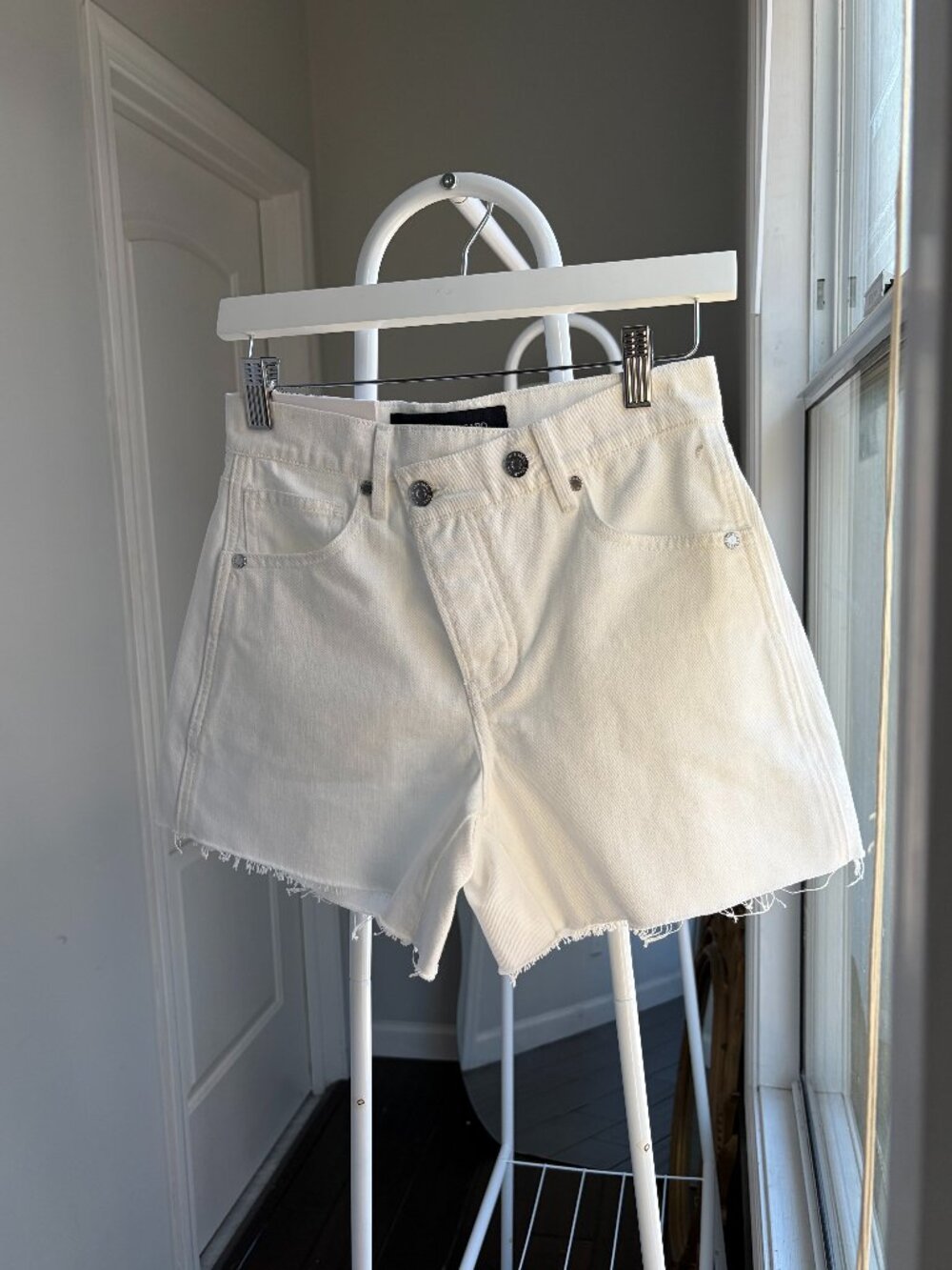 Veronica Beard Ellis Crossover-Waistband Denim Short